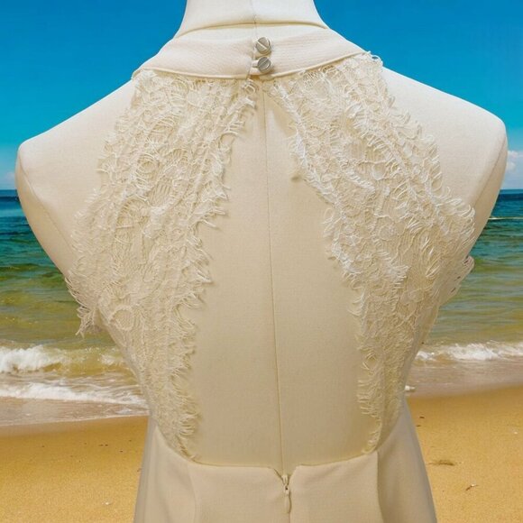 BCBGeneration ✦ Ivory Lace Halter Mini Dress ✦ Bridal Boho Cocktail Romance Sz 0 - Picture 11 of 15
